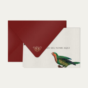 Papel de carta personalizado com ilustração de aves e envelope brodo
