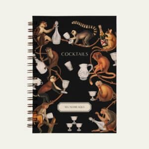 Caderno personalizado A5 com ilustração de macacos e coquetéis