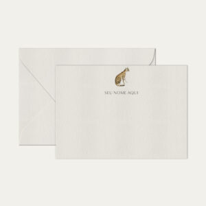 Papel de carta personalizado com ilustração de bengal e envelope branco