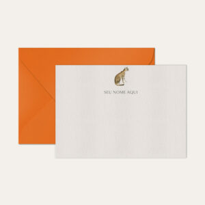 Papel de carta personalizado com ilustração de bengal e envelope laranja