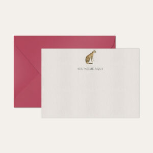 Papel de carta personalizado com ilustração de bengal e envelope pink