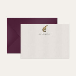 Papel de carta personalizado com ilustração de bengal e envelope