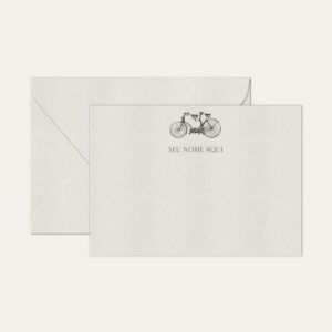 Papel de carta personalizado com ilustração de bicicleta e envelope branco