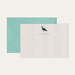 Papel de carta personalizado com ilustração de codorna envelope azul tiffany