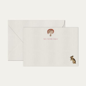 Papel de carta personalizado com ilustração de cogumelo envelope branco