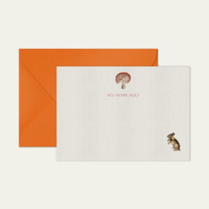 Papel de carta personalizado com ilustração de cogumelo envelope laranja