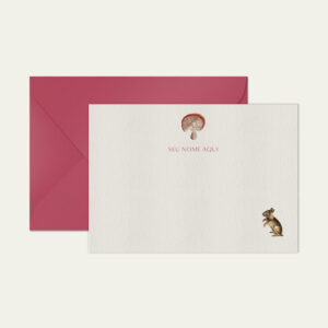 Papel de carta personalizado com ilustração de cogumelo envelope pink