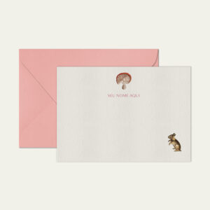 Papel de carta personalizado com ilustração de cogumelo envelope rosa bebe
