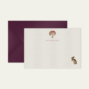 Papel de carta personalizado com ilustração de cogumelo envelope vinho