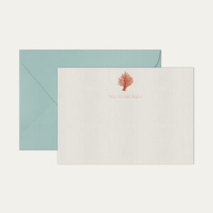 Papel de carta personalizado com ilustração de coral envelope azul bebe