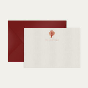Papel de carta personalizado com ilustração de coral envelope bordo