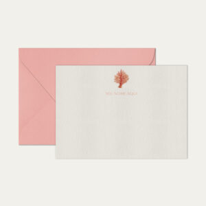 Papel de carta personalizado com ilustração de coral envelope rosa bebe
