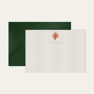 Papel de carta personalizado com ilustração de coral envelope verde escuro