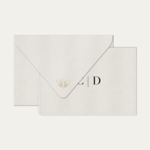 Papel de carta personalizado com monograma duo em preto e envelope branco