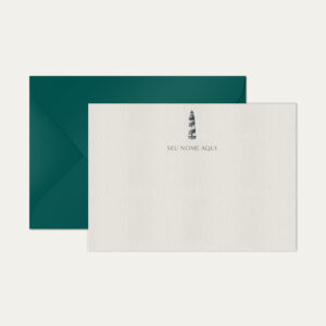 Papel de carta personalizado com ilustração de farole envelope azul petróleo