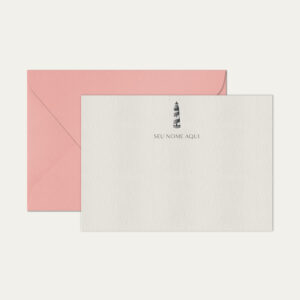 Papel de carta personalizado com ilustração de farole envelope rosa bebe