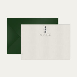 Papel de carta personalizado com ilustração de farole envelope verde escuro