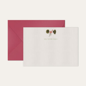 Papel de carta personalizado com ilustração de flor e envelope pink