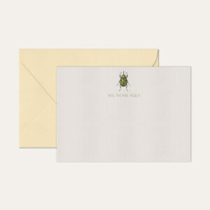 Papel de carta personalizado com ilustração de inseto e envelope bege
