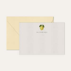 Papel de carta personalizado com ilustração de limão siciliano e envelope bege