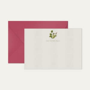 Papel de carta personalizado com ilustração de pera e envelope pink