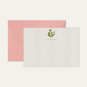 Papel de carta personalizado com ilustração de pera e envelope rosa bebe