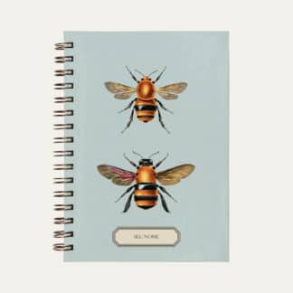 Caderno personalizado A5 azul com desenho de abelha