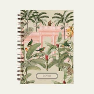 Caderno personalizado A5 verde com ilustração tropical