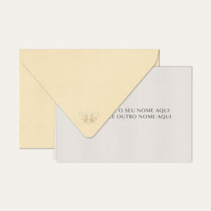 Papel de carta personalizado com nome casal em preto e envelope bege