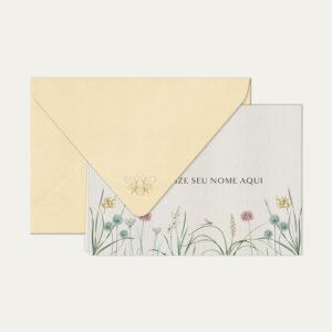 Papel de carta personalizado com ilustração de lily e envelope bege