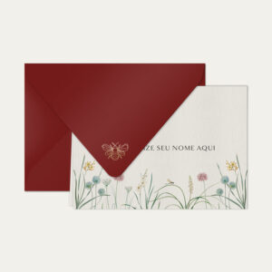 Papel de carta personalizado com ilustração de lily e envelope bordo