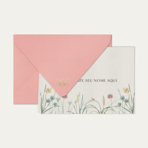 Papel de carta personalizado com ilustração de lily e envelope rosa bebe