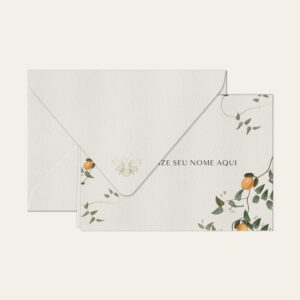 Papel de carta personalizado com ilustração de limão siciliano e envelope branco