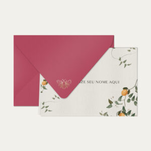 Papel de carta personalizado com ilustração de limão siciliano e envelope pink
