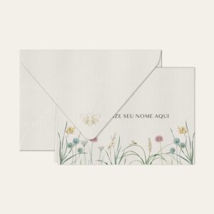 Papel de carta personalizado com ilustração de lily e envelope branco