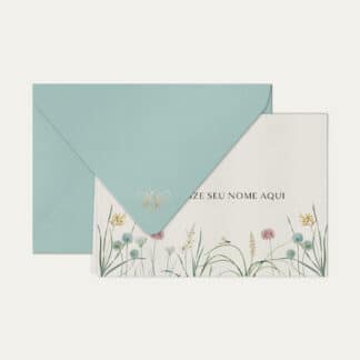 Papel de carta personalizado com ilustração de lily siciliano e envelope azul bebe