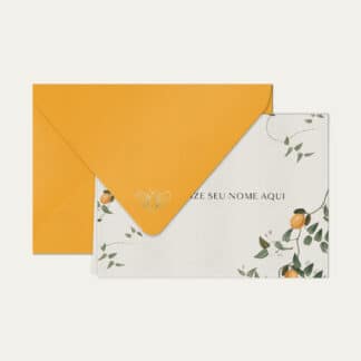 Papel de carta personalizado com ilustração de limão siciliano e envelope amarelo