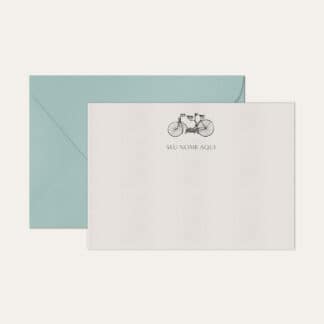 Papel de carta personalizado com ilustração de bicicleta e envelope azul bebe