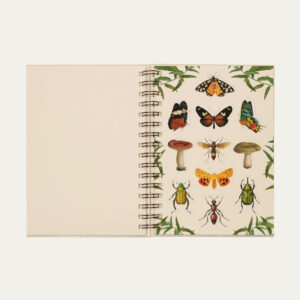 Cartela de adesivos planner com ilustrações botânicas, animais e de cogumelos Colmeias Design