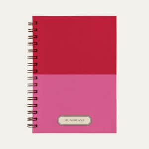 Planner personalizado A5 colorblock duo, rosa e vermelho