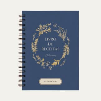 Caderno personalizado A5 azul marinho com ilustração minimalista