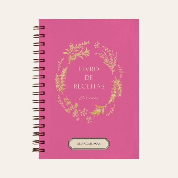 Caderno personalizado A5 rosa pink com ilustração minimalista