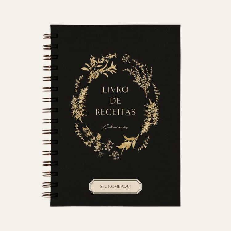Caderno personalizado A5 preto com ilustração minimalista