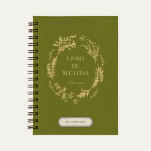 Caderno personalizado A5 verde militar com ilustração minimalista