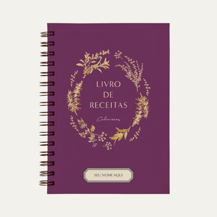 Caderno personalizado A5 vinho com ilustração minimalista