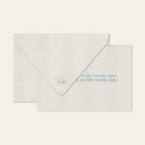 Papel de carta personalizado com nome casal em azul petróleo e envelope branco