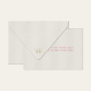 Papel de carta personalizado com nome casal em pink e envelope branco