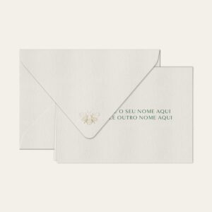 Papel de carta personalizado com nome casal em verde escuro e envelope branco