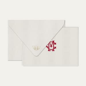 Papel de carta personalizado com monogramas clássico em bordo e envelope branco