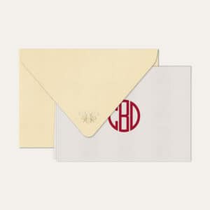 Papel de carta personalizado com monograma gatsby em bordo e envelope bege